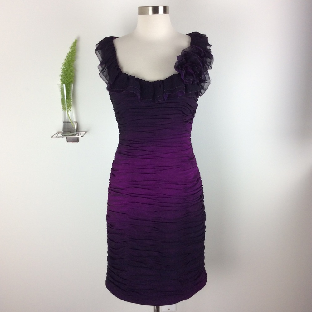 Adrianna Papell Gorgeous Ruching Purple Dress (6P)